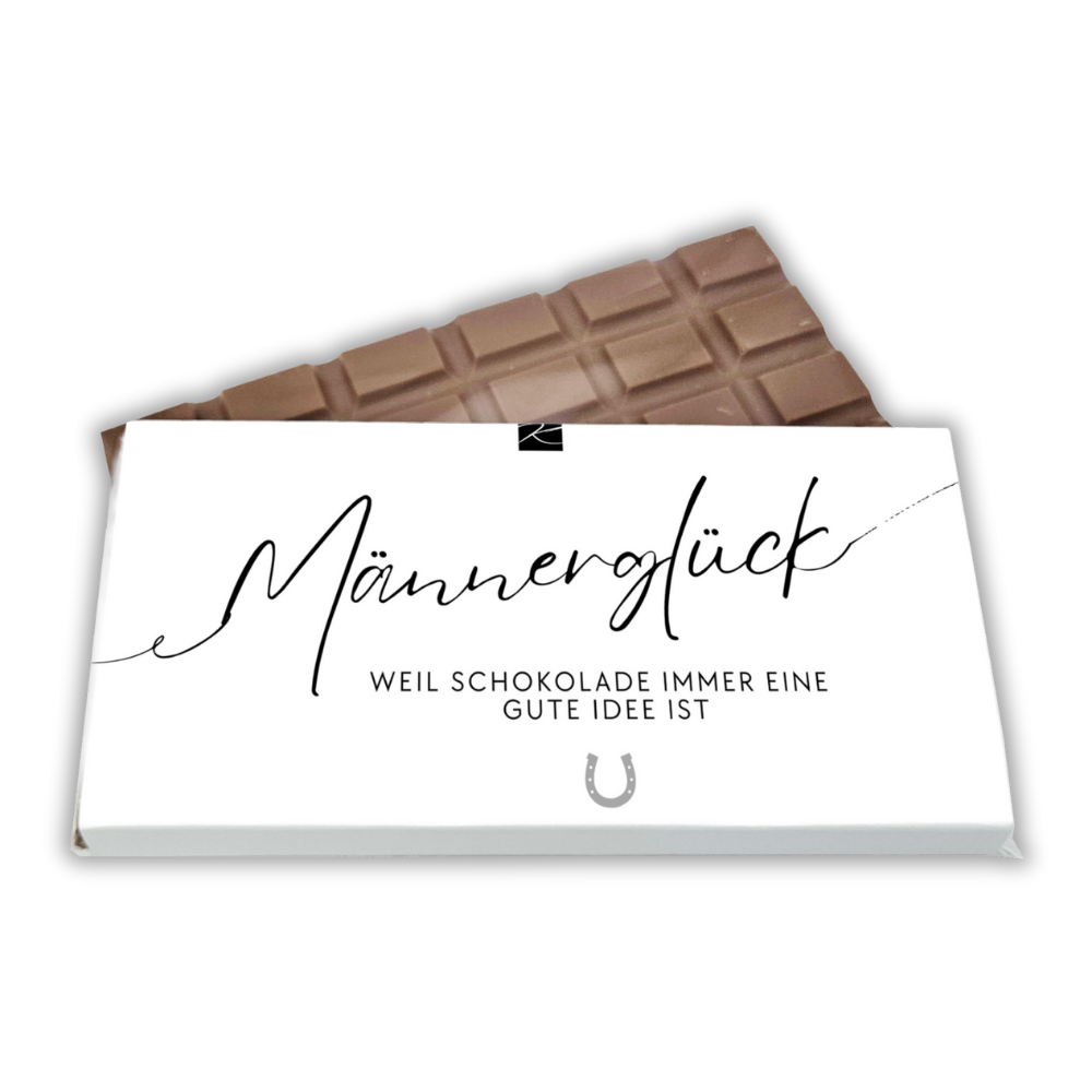 Vollmilch-Schokolade mit Motiv Männerglück von Genusswelten Kasberger
