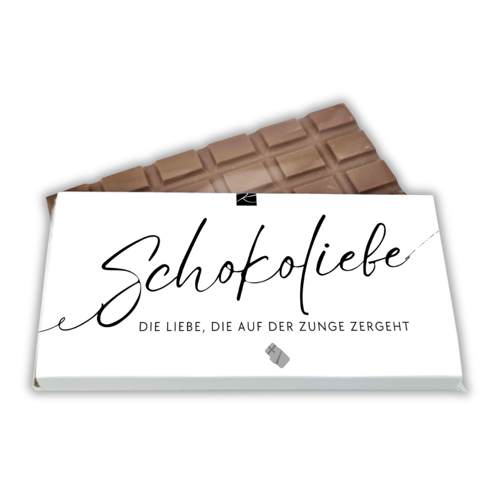 Vollmilch-Schokolade mit Motiv Schokoliebe von Genusswelten Kasberger